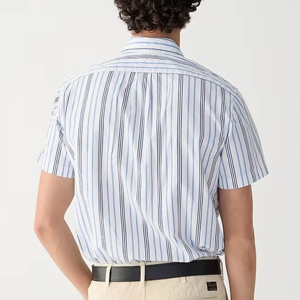 J crew classic blue Short-sleeve Secret Wash cotton poplin shirt point collar